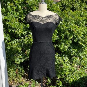 Vintage Black Lace Cocktail Dress - Elegant Off-Shoulder Design